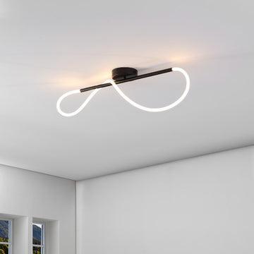 Alessio Contemporary Minimalist 360 Adjustable Silicone Neon Rope Dimmable Linear Integrated LED Flush Mount - JONATHAN Y
